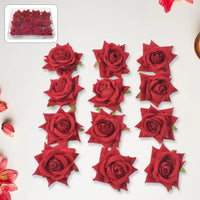 Flower Rose Hair Pin / Clip Velvet Flower Design (12 pcs Set / Red Color Only), Hair accessories