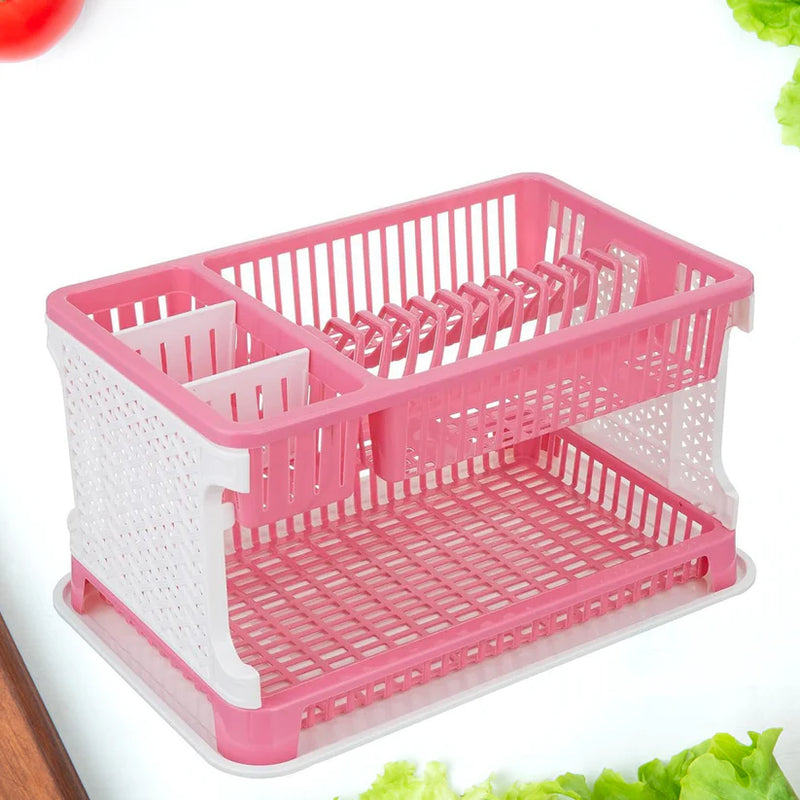 Space-Saving 2-Tier Dish Drying Rack – Stylish Kitchen Organizer with Cutlery & Cup Holders