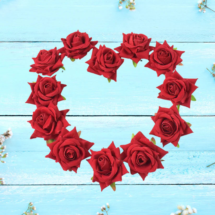 Flower Rose Hair Pin / Clip Velvet Flower Design (12 pcs Set / Red Color Only), Hair accessories