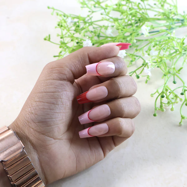 Elegant Nude Glossy Artificial Nail Tips fake nails (24 Pc Set)